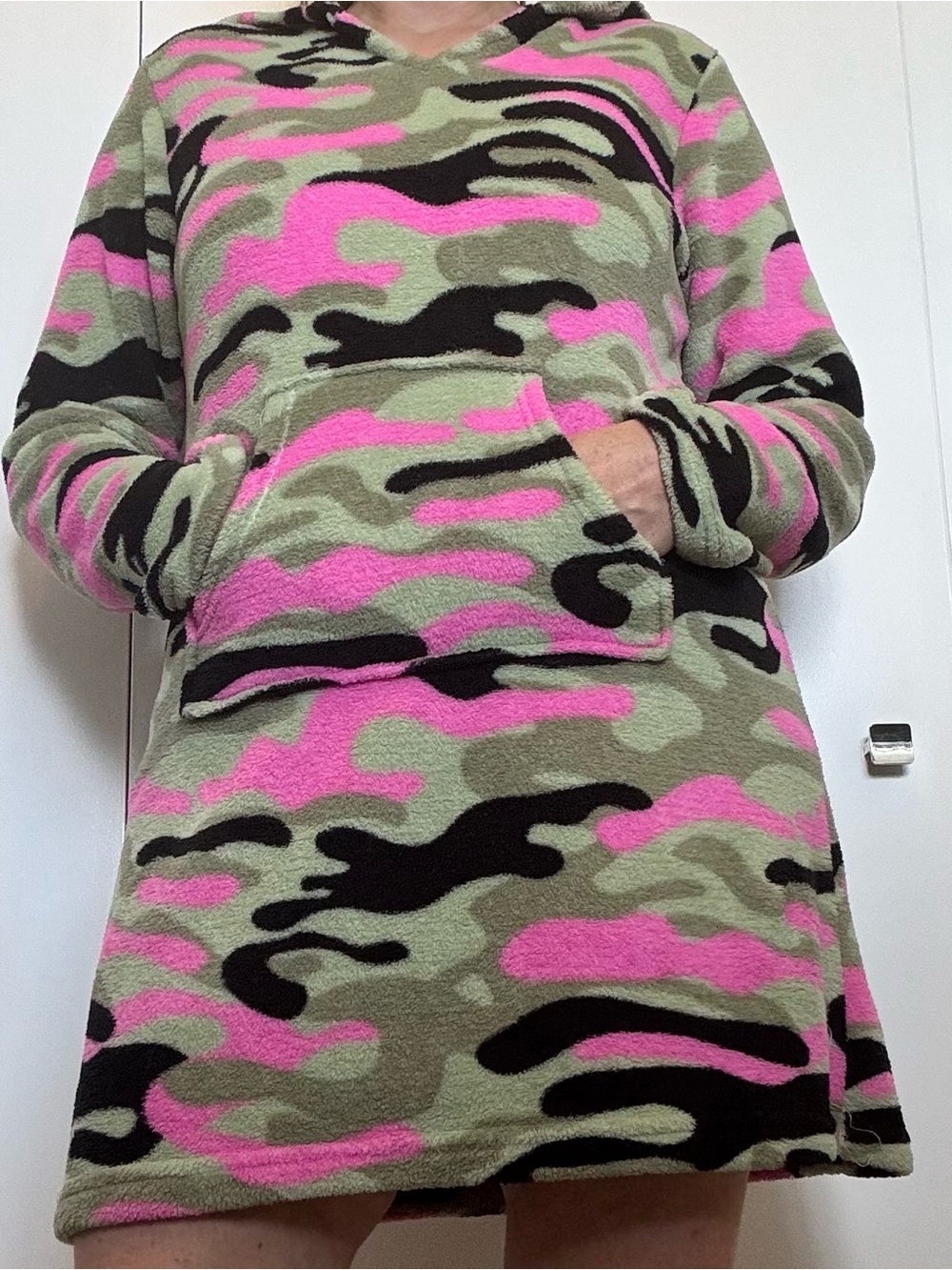 Pj Couture Pink, Olive & Black Camo Fleece Pullover